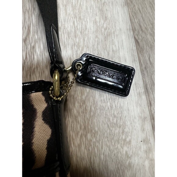 COACH OCELOT ANIMAL PRINT CANVAS Black & Beige W/Adjustable Crossbody Strap EUC - Picture 2 of 8